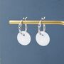 Sterling Silver Genuine White Jade Donut Huggie Hoop Earrings, thumbnail 1 of 11