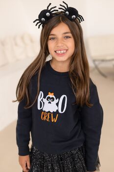 Boo Crew Halloween Embroidered Jumper Sweatshirt, 4 of 6