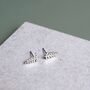 Sterling Silver Wiggly Tropical Leaf Stud Earrings, thumbnail 5 of 7