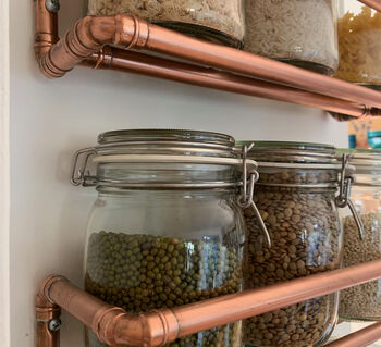 Handmade Copper Kitchen Shelves, With Storage Jars, 4 of 8