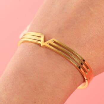 Gold Plated V Line Harmony Bangle Bracelet, 7 of 10