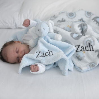 Personalised Blue Blanket And Comforter Set, 6 of 7