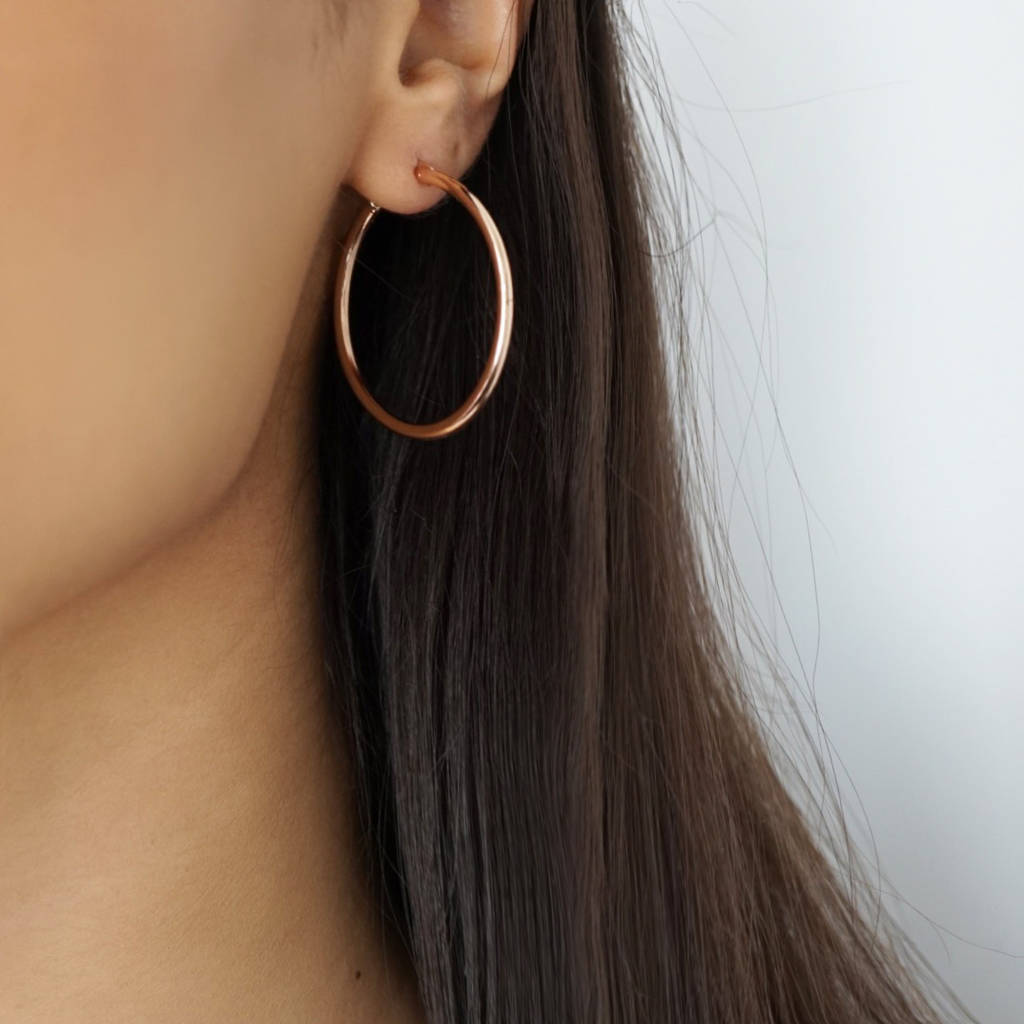 Quality Rose Gold Plated Hoop Earrings Three Sizes By Nikita By Niki 