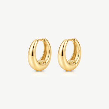 Women's Chunky Huggie Hoop Earrings In 18k Gold, 2 of 4