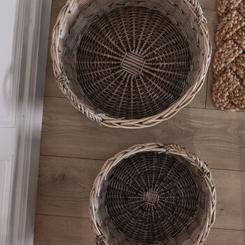 Set Of Two Round Wicker Baskets, 4 of 5