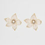 Gold Jasmine And Pearl Oversized Stud Earrings, thumbnail 1 of 7
