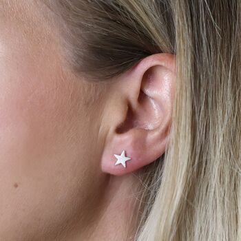 Sterling Silver Star Stud Earrings, 6 of 8