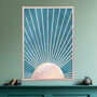 Boho Sun Turquoise Marble Wall Art Print, thumbnail 3 of 5