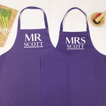 Mr And Mrs Personalised Couples Aprons, 4 of 7