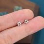 Sterling Silver Tiny Little Open Star Cutout Stud Earrings, thumbnail 5 of 12