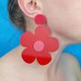 Giant Red Flowers, Acrylic Earrings, thumbnail 1 of 2