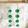 Emerald Gold Plated Silver Pebble Drop Earrings, thumbnail 2 of 9