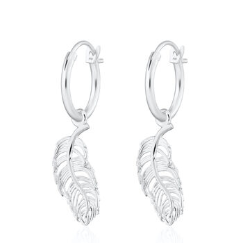 Feather Charm Hoop Earrings, 2 of 6