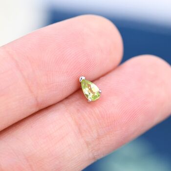 Genuine Peridot Droplet Stud Earrings, 6 of 11