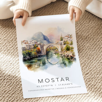Mostar Travel Print Of Bosnia And Herzegovina, 2 of 7