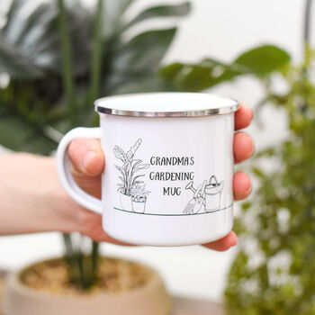 Personalised Grandma's Gardening Enamel Mug, 4 of 6