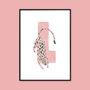 L For Leopard: Pink/Green Children's Initial Print, thumbnail 3 of 3