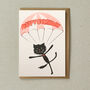 Parachuting Cat Happy Birthday Greeting Card, thumbnail 1 of 3