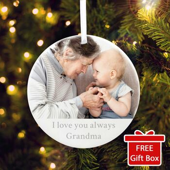 Any Message And Photo Ceramic Disc Hanging Decoration Bauble + Gift Box, 6 of 9