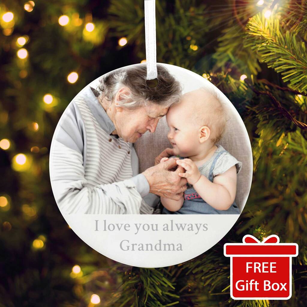 Any Message And Photo Ceramic Disc Hanging Decoration Bauble + Gift Box, 1 of 6