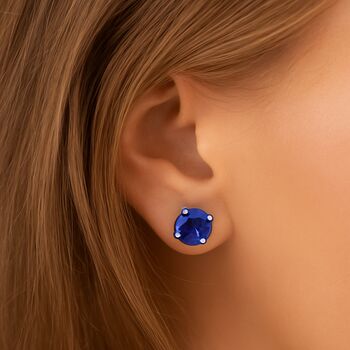 Sapphire Blue Swarovski Crystal Stud Earrings, 3 of 6