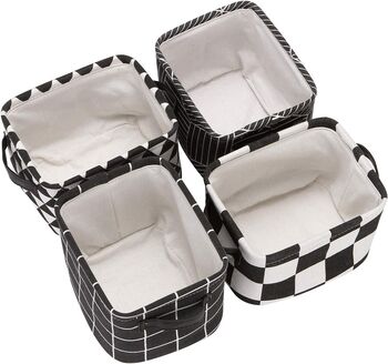Set Of Four Square Black And White Storage Baskets, 4 of 6