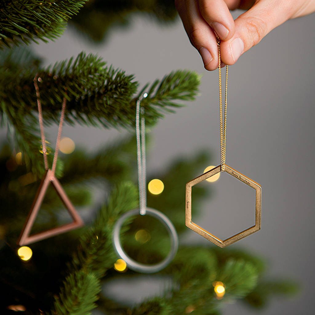 personalised geometric hanging decoration by lisa angel