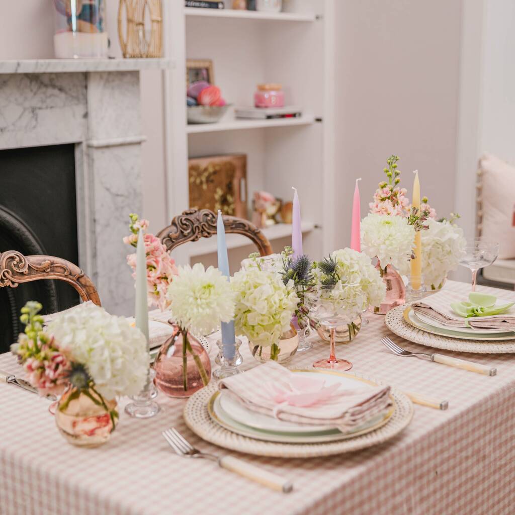 Pink Gingham Tablecloth By Truffle Tablescapes