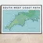 South West Coast Path Art Print With Tick List Map, thumbnail 3 of 10