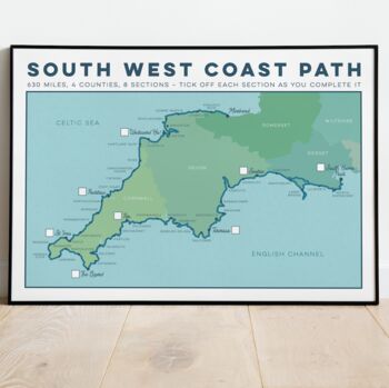 South West Coast Path Art Print With Tick List Map, 3 of 10