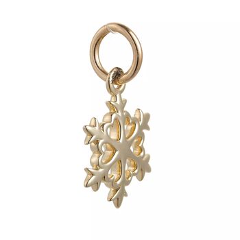 Snowflake Fine Solid Gold Charm Pendant, 6 of 6