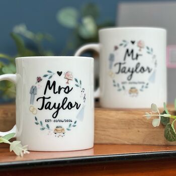 Couples Personalised Bone China Mug Set For Wedding, 8 of 10