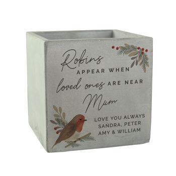 Personalised Robin Memorial Plant Pot, 4 of 5