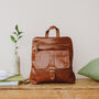 Leather Backpack With Pocket, Tan, thumbnail 1 of 6
