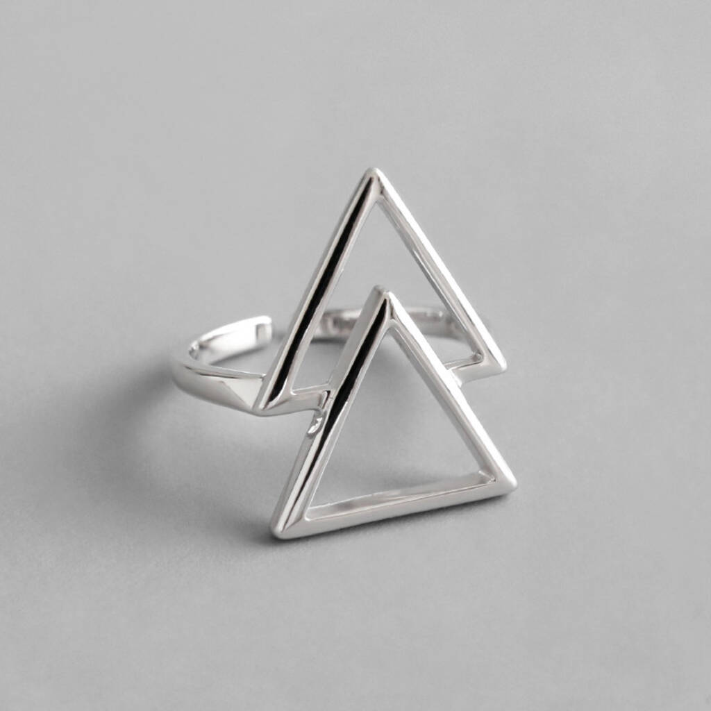 Sterling Silver Triangle Adjustable Ring, 1 of 3