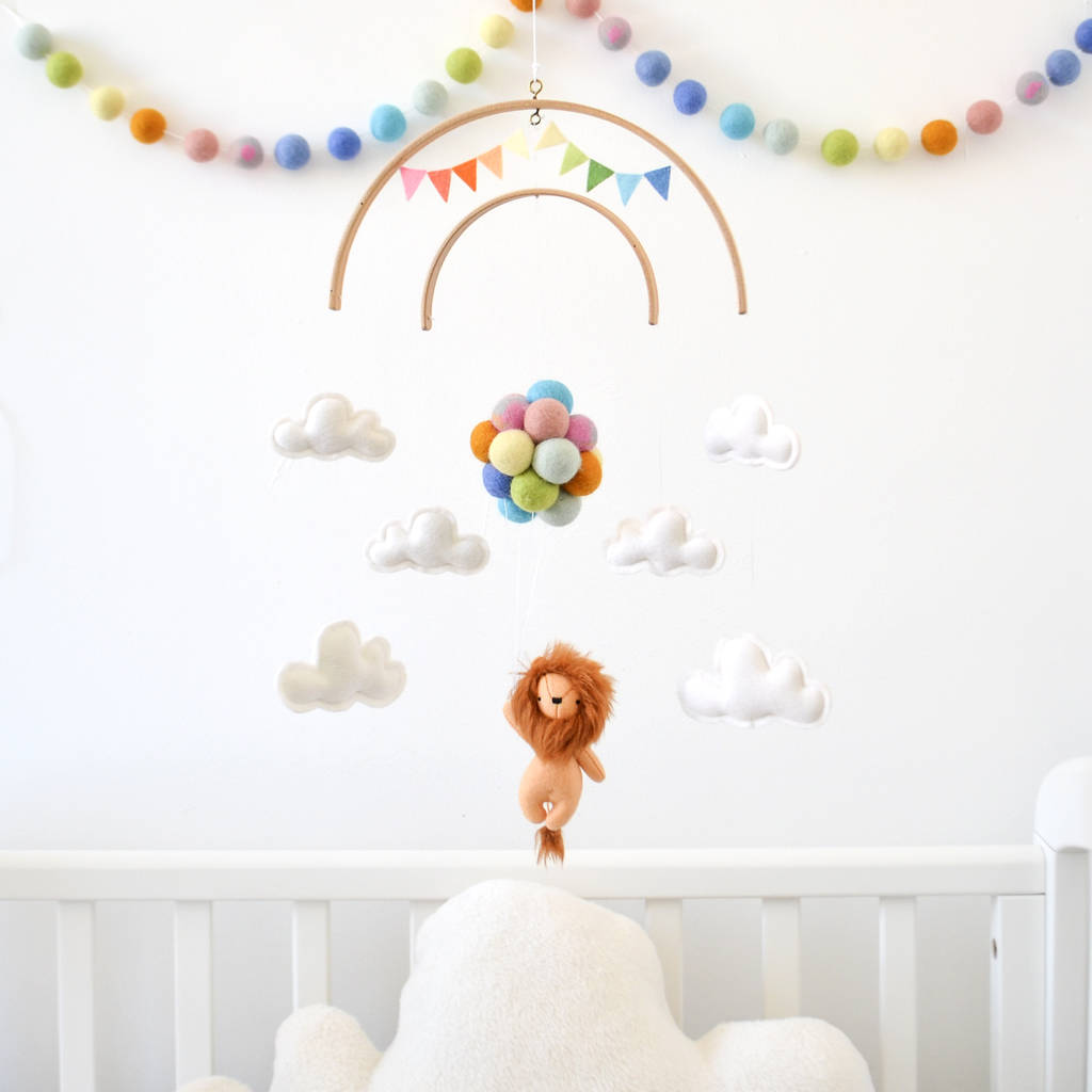 Lion Flying With Balloons Nursery Mobile, 1 of 12