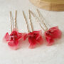 Red Flower Hair Pins, thumbnail 1 of 6