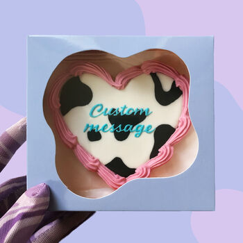 Personalised Retro Heart Iced Biscuit In Cow, 2 of 5