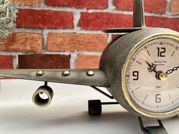 42cm Metal Fighter Aeroplane Clock Novelty Desk Freestanding Or Wall Mount, 3 of 7