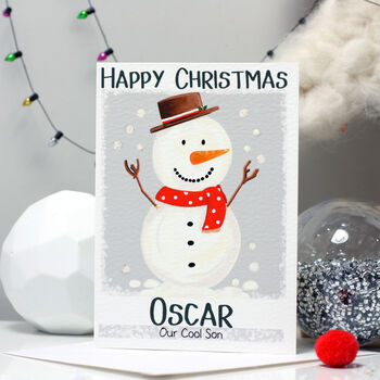 Personalised Snowman Christmas Card, 8 of 12