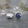 Sapphire Stud Earrings In Midnight Blue, thumbnail 2 of 4