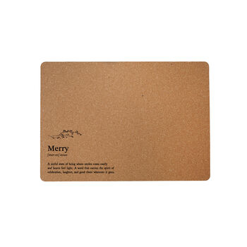 Set Of Six 'Merry' Cork Placemats, 2 of 3