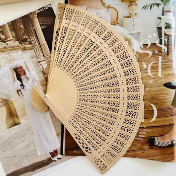 Personalised Wooden Folding Hand Fan With Organza Bag, 4 of 5