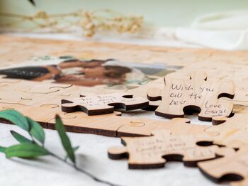Personalised Photo Jigsaw Puzzle Wooden Wedding Guestbook, 5 of 10