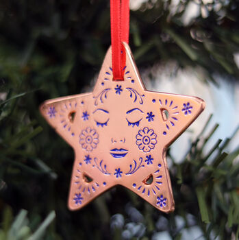 Rose Gold Star Hanging Christmas Decoration, 2 of 2