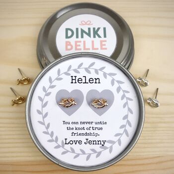 Personalised Friendship Knot Earrings In Gift Tin, 12 of 12