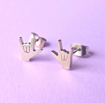 Rock On Hands Stud Earrings, 3 of 6