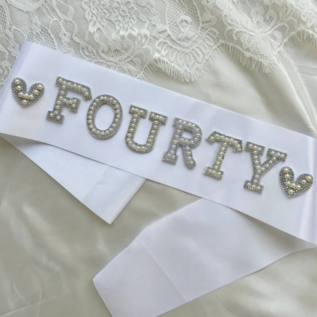 Fortieth / 40th Birthday Pearl Embellished Sash