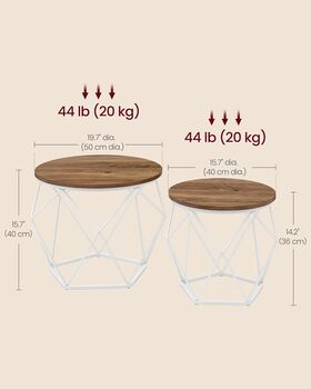 Set Of Two Round Coffee Tables Modern Steel Frame, 12 of 12