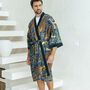 Men's Batik Kimono Robe In Royal Blue, thumbnail 1 of 6